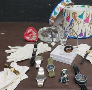 VINTAGE WATCH LOT,  NEW PURSE HANGER, HEAVY VINTAGE ASHTRAY