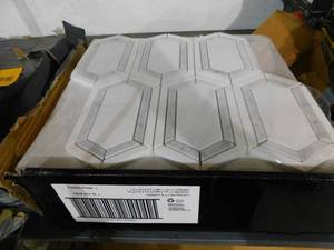 Pavilion Picket 12 in x 12 in. x 10mm Polished Marble Mesh-Mounted Mosaic Floor and Wall Tile (10 sq. ft.)