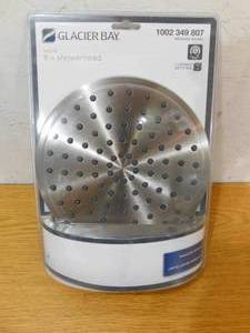 1-Spray 8 in. Single Wall Mount Fixed Shower Head in Brushed Nickel by Glacier Bay