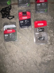 ASSORTED OREGON CHAIN SAW CHAINS VARIOUS CONDITIONS. SEE PICTURES