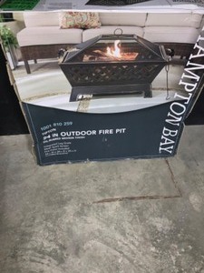 HAMPTON BAY TIPTON 34 IN. STEEL DEEP BOWL FIRE PIT IN OIL RUBBED BRONZE. SEE PICTURES