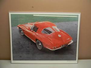 HAROLD CLEWORTH CHEVY CORVETTE SIGNED & NUMBERED PROFESSIONALLY FRAMED PRINT - 142 OF 950 - AWESOME PIECE - APPROX 34 BY 26 - SEE PICTURES