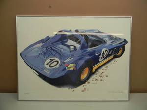 HAROLD CLEWORTH CHEVY CORVETTE SIGNED & NUMBERED PROFESSIONALLY FRAMED PRINT - 142 OF 950 - AWESOME PIECE - APPROX 34 BY 26 - SEE PICTURES