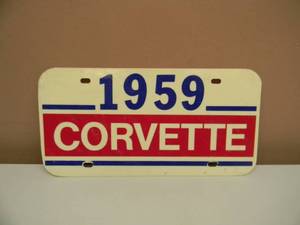 VINTAGE 1959 CORVETTE FIBERGLASS LICENSE PLATE - AS USED IN DEALERSHIP - GREAT PIECE - SEE PICTURES