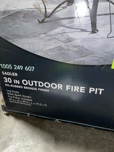 HAMPTON BAY SADLER 30 IN. X 19 IN. ROUND STEEL WOOD BURNING FIRE PIT IN RUBBED BRONZE. SEE PICTURES