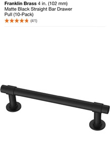 FRANKLIN BRASS 4 IN. (102 MM) MATTE BLACK STRAIGHT BAR DRAWER PULL (10-PACK). SEE PICTURES