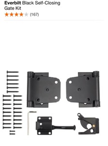ASSORTED EVERBILT HEAVY-DUTY STRAP HINGES & SELF CLOSING GATE KIT. SEE PICTURES
