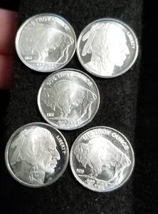 12 TROY OZ. .999 FINE SILVER 5X 110th Oz SILVER INDIAN BUFFALO DESIGN