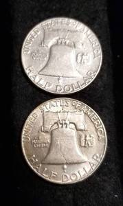 2 FRANKLIN HALF DOLLARS 1950 1950-D