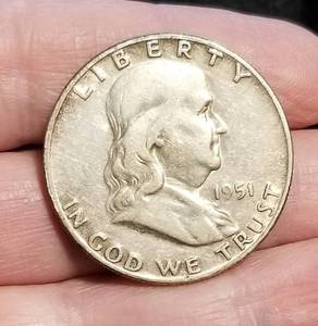 3 FRANKLIN HALF DOLLARS 1951 1951-D 1951-S