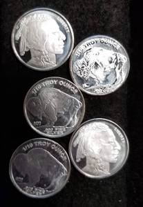 12 TROY OZ. .999 FINE SILVER 5X 110th Oz SILVER INDIAN BUFFALO DESIGN