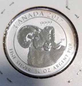 2017 CANADA $2 RAM 34 TROY OZ .9999 FINE SILVER