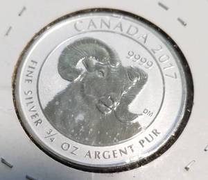 2017 CANADA $2 RAM 34 TROY OZ .9999 FINE SILVER
