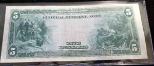 1914 US LARGE SIZE $5 FEDERAL RESERVE NOTE XF