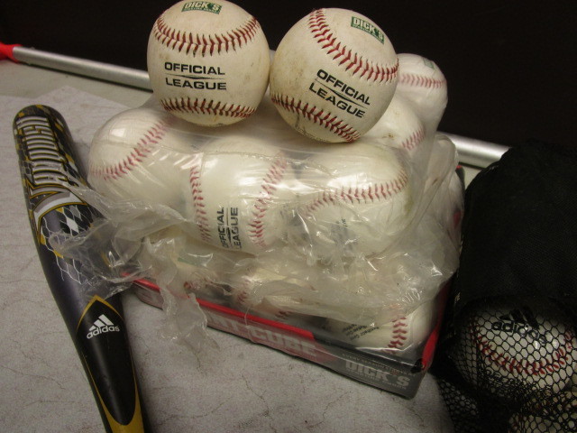 ASSRTD SPORTING GOODS, BASEBALLS, ADIDAS YOUTH BAT, GOLF CLUBS, RETRACTABLE PADDLE