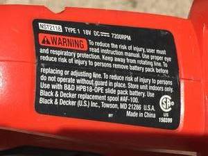lot 60 image: Black and Decker Grass Hog Rechargeable Weed Whip