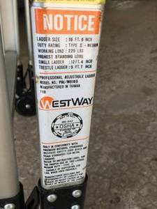 lot 68 image: Westway 16 Foot Adjustable Ladder