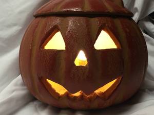 lot 73 image: Large Electrical Lighted Ceramic Pumpkin