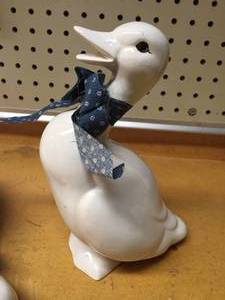 lot 75 image: 2 White Decorative Ceramic Ducks By Jeans Design