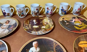 lot 222 image: Normal Rockwell Plates and Mugs