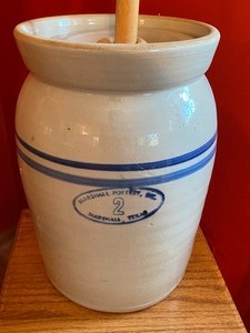 lot 160 image: Two Gallon Marshall Pottery Butter Churn