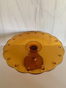 lot 189 image: Assorted Decorative Colored Glass including Bottles and Vintage Cake Pedestal