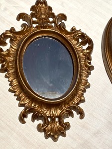lot 232 image: Two Vintage Oval Paintings and a Mirror