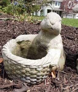 Sweet Bunny with a Basket outdoor Concrete Planter