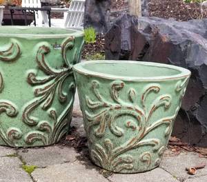 Celery Green Outdoor Planters, set of 2
