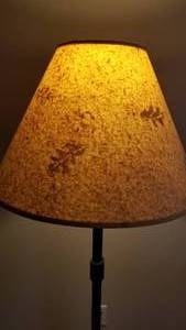 Black Iron Floor Lamp with Natural Shade