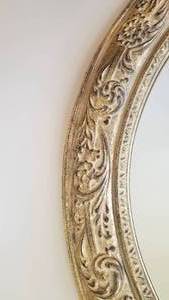 Large Oval White Wash Over Gold Mirror
