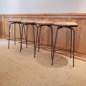 Blonde Leather Seated Barstool Set of 4