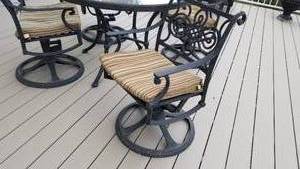 Heavy Cast Aluminum Patio Table and 4 Swivel Chairs