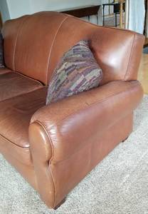 Thomasville Chocolate Brown Leather Sofa Couch