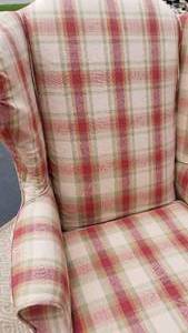FlexSteel Plaid Country French Winged Back Arm Chair