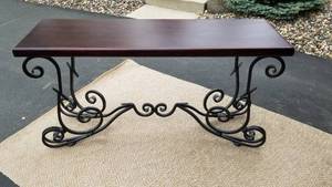 Striking Iron and Solid Wood Console Sofa Table