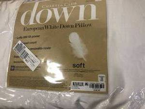 lot 28 image: Charter Club Soft Density StandardQueen Down Pillow (1), NEW