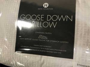 lot 37 image: Hotel Collection Goose Down 100% Cotton Soft Down Pillow, Standard, European White, NEW