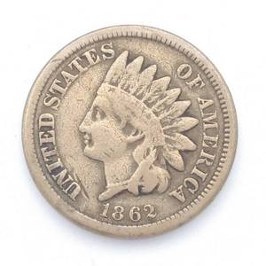 1862 Indianhead Cent, Partial Liberty