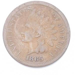 1865 Indianhead Cent, Fancy Five - Full Shield Lines