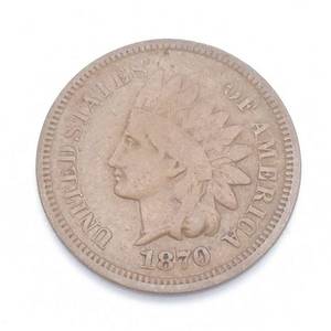 1870 Indianhead Cent - Attractive Color, Full Dentils