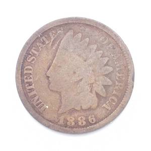 1886 Indianhead Cent - Feather Between C-A