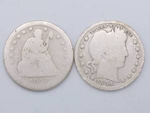 1846 Seated Liberty Quarter & 1894 Barber Quarter