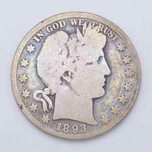 1893 Barber Half Dollar - Partial Wreath Detail