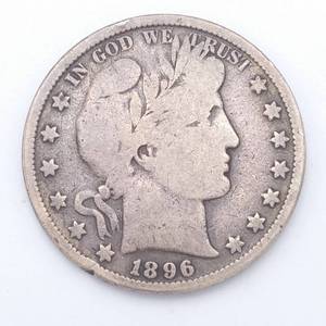 1896 Barber Half Dollar - Full Rims, Partial Wreath, Well Struck