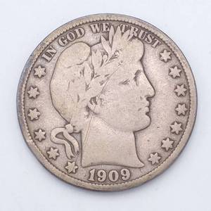 1909-S Barber Half Dollar - Nearly Full Wreath