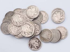 25 Buffalo Nickels with Dates & 4 V Nickels--Plus�