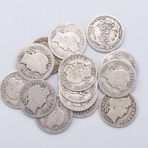 14 Barber Dimes, 90% Silver