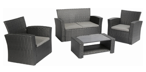 lot 15 image: BANER GARDEN Complete Patio 4 Piece Rattan Wicker Conversation Set
