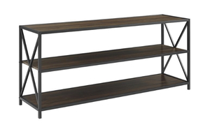 lot 3 image: 60 X-Frame Metal and Wood Console Table - Dark Walnut